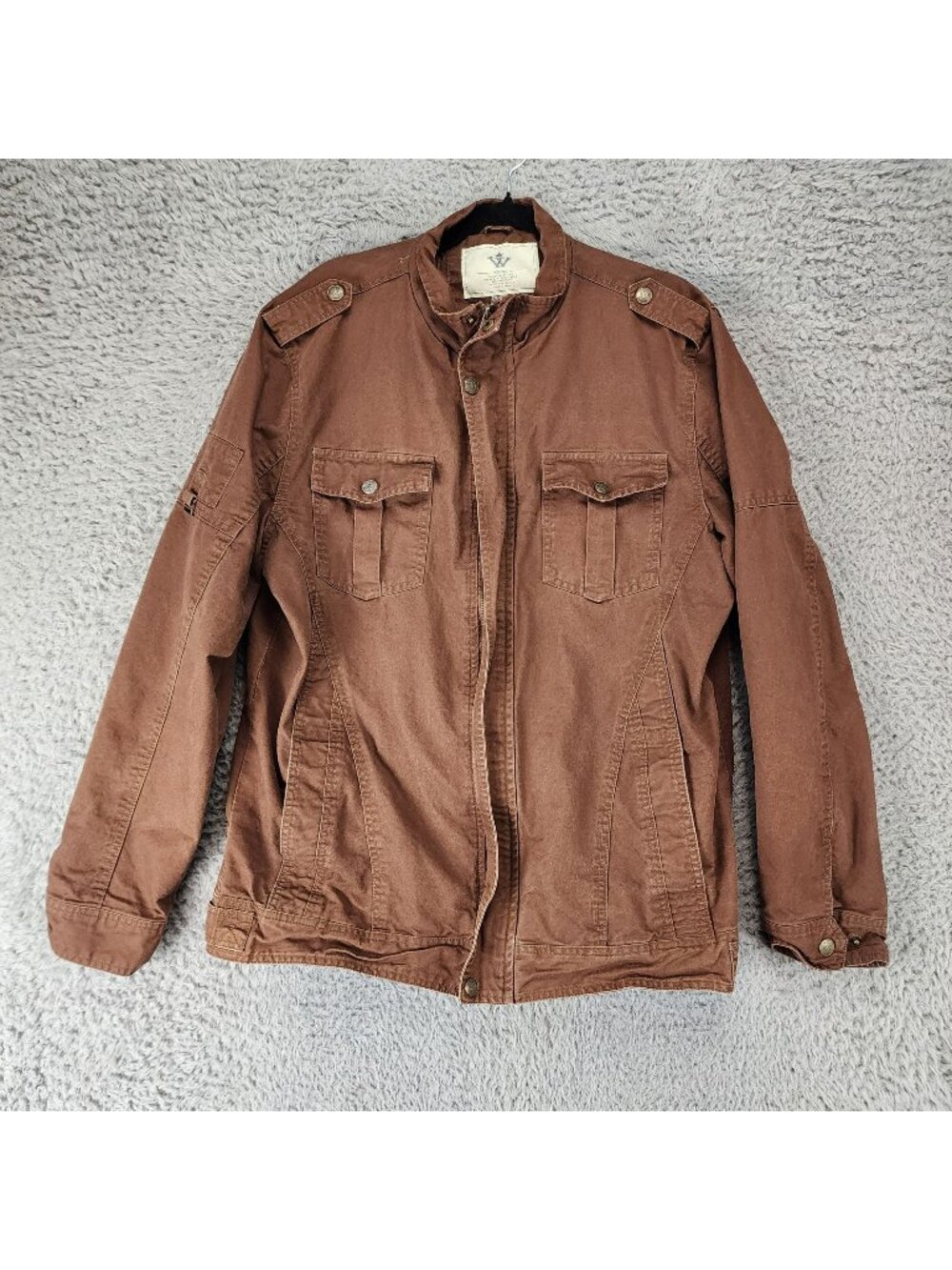 Wenven Jacket Mens Large Brown 100% Cotton Denim Long Jacket *Read*